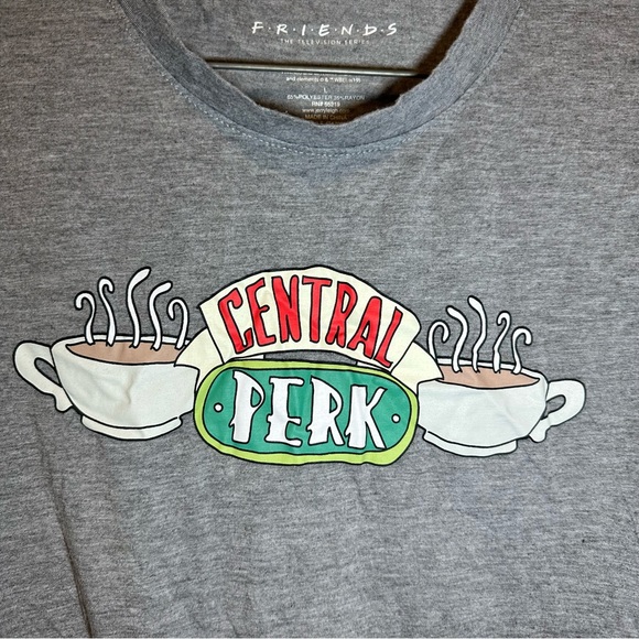 FRIENDS Grey Crew Neck Short Sleeve Central Perk Graphic Tee L - Picture 4 of 8